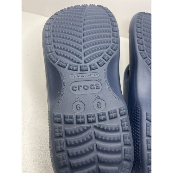 Crocs Iconic Comfort Navy Blue Flip Flop Thong Sandals Womens Open Toe - Picture 7 of 9